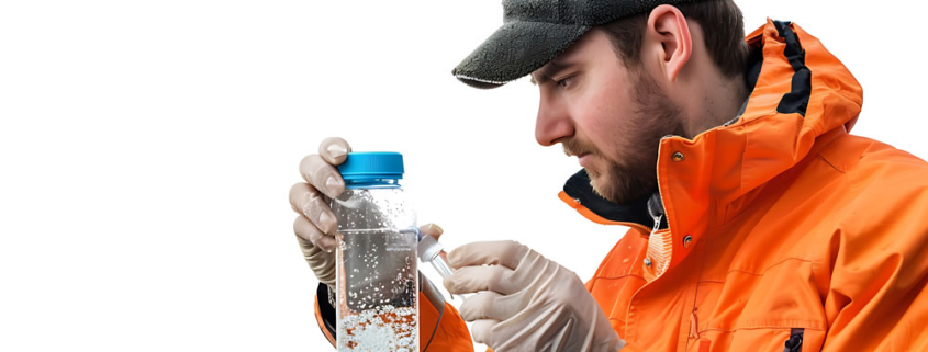 Engineer taking water sample for quality analysis