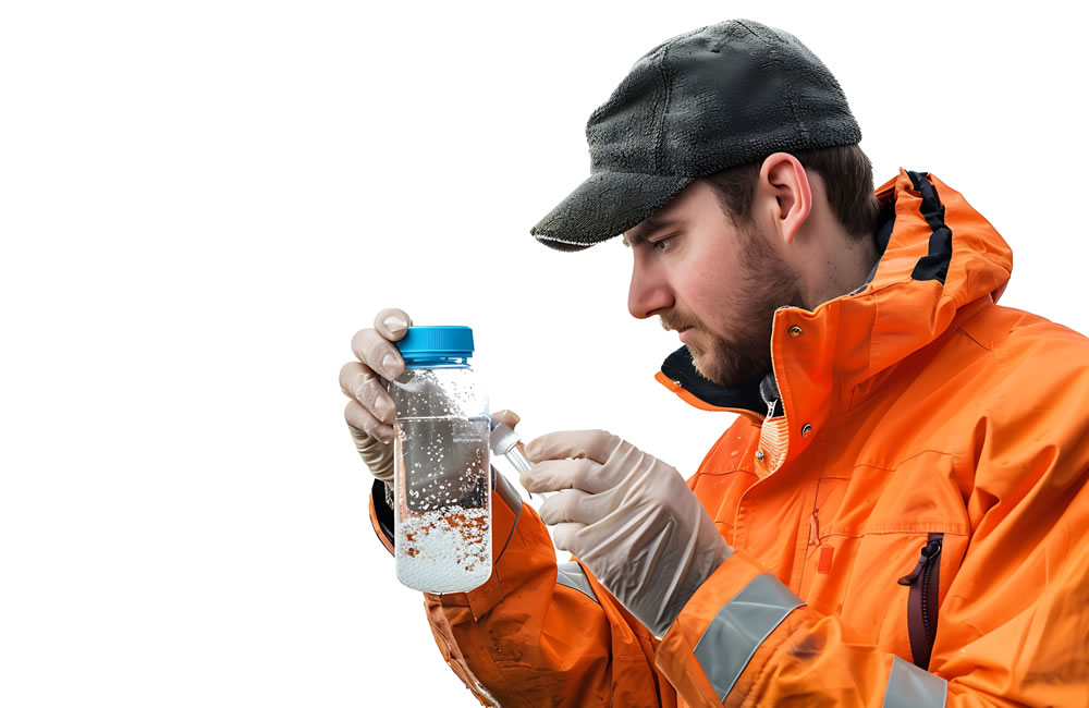 Engineer taking water sample for quality analysis